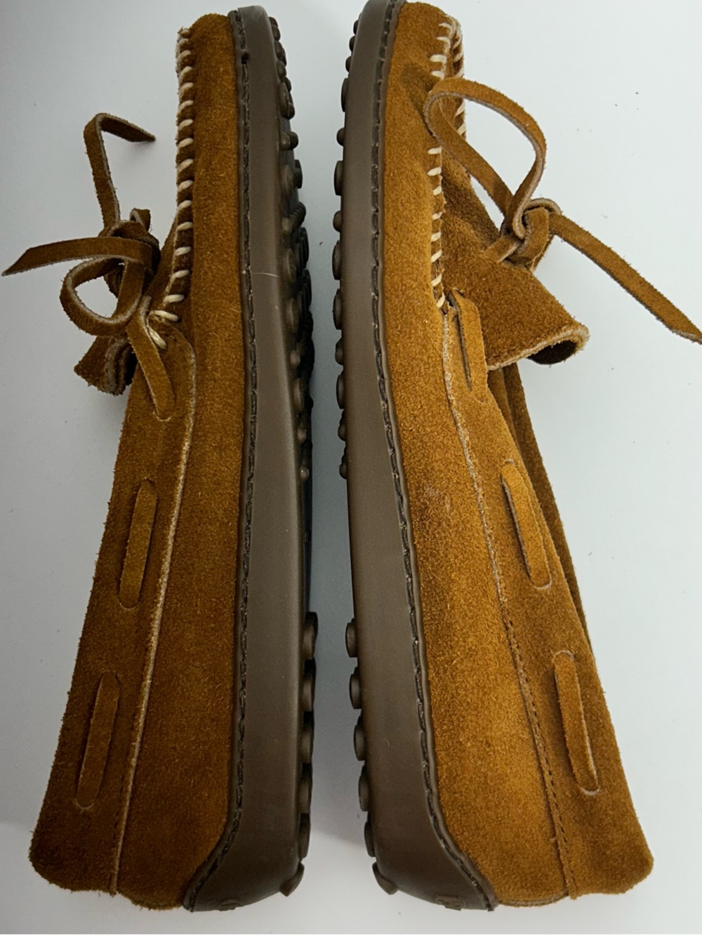 Lands' End Women's Suede Moccasin Slippers in Chestnut Brown Size 7.5 - Picture 7 of 11
